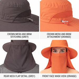 Sombrero de Sol con Protección UV, Ala Ancha, para Pesca, con Solapa Extraíble para Cara y Cuello, Protector Facial Desmontable - Product Image 6