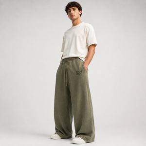 Pantalones Deportivos para Hombre, de Pierna Ancha, Corte Holgado, Transpirables, Ecológicos, con Logotipo Personalizado Bordado, Cierre con Cordón, Tela Resistente - Product Image 2