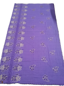 Women Purple Floral Swiss Voile Shawl With Lace Trim Ethnic Scarf Daily Wear India Pakistan Style - Product Image 2