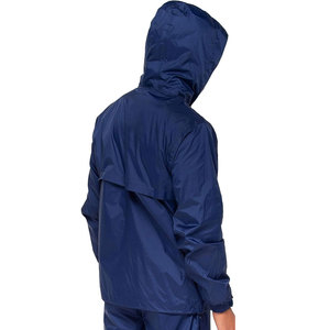 Custom Logo Navy Windbreaker Men Waterproof Rain Jacket Full Zip Hooded Lightweight Outdoor Sportswear Wholesale Training Jacket - Product Image 4