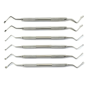 Instruments de chirurgie osseuse : Lot de 6 curettes dentaires manuelles en acier inoxydable (type Lucas, type Hemingway, cuillère osseuse, excavateur) pour laboratoire - Product Image 3