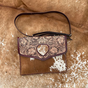 High Quality Women's Western Style Floral Crossbody Envelope Bag Genuine Cow Leather with Nylon Lining Concealed Carry Purse - Product Image 3