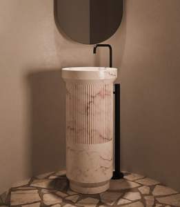 Nouveau design, lavabo autoportant moderne peint à la main pour pédicure, lavabo de prière musulman (Wudu) pour les mains et les pieds, lavabo sur piédestal en marbre avec égouttoir, capacité 12L - Product Image 1