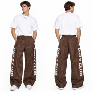 OEM Men's Printed Wide Leg Windbrekaer Pants Lightweight Nylon Trousers Elastic Waist Hiking <b>Camping</b> Men's Waterproof Pants - Product Image 1