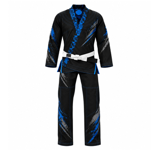 Conjunto de Uniforme de Jiu Jitsu Sublimado Personalizado en Negro y Azul, Tejido de Perlas de Alta Resistencia, con Costuras en Contraste, Equipo de Artes Marciales - Product Image 1