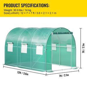 Serra a tunnel portatile 12 x 7 x 7 piedi con struttura prefabbricata in acciaio zincato, 1 trave superiore e 2 pali diagonali - Product Image 4