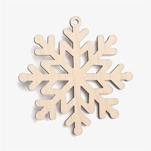 Décoration de Noël en bois naturel découpé au laser en forme de flocon de neige, à suspendre, pour bricolage, artisanat et fête - Product Image 1
