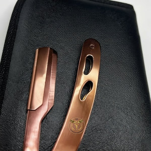 Navaja de Afeitar Profesional de Acero Inoxidable, Plegable, con Cuchilla Reemplazable, Herramienta de Corte de Cabello para Salón, Color Oro Rosa - Product Image 5