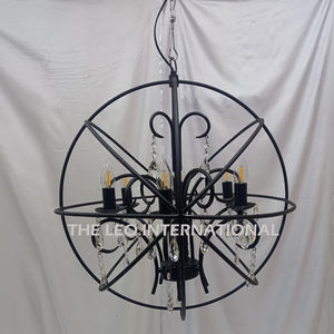 Lustre LED de luxe moderne Art Déco personnalisable pour hall d'hôtel, en verre et bois, éclairage de mariage - Product Image 3