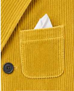 เสื้อโค้ทยาวผ้าลูกฟูกสีเหลืองมัสตาร์ดสำหรับผู้หญิง - Product Image 3