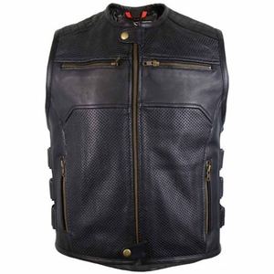High Quality Men's Genuine Leather <b>Vest</b> Winter Use Sleeveless Leather <b>Vests</b> Custom <b>Slim</b> Waistcoats Casual Outerwear Breathable - Product Image 4