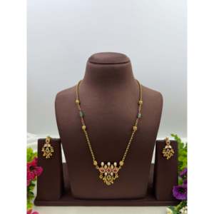 Indian Ethnic Artificial <b>Jewellery</b>-Neha Chorski Delicate Semi Long <b>Gold</b> Plated Bridal Necklace <b>Set</b> - Product Image 1