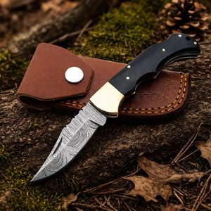 Hot Selling Outdoor Survival Damascus Steel Foldable Pocket <b>Knife</b> Burnt Camel <b>Bone</b> <b>Handle</b> OEM ODM Support Customized Drop <b>Knife</b> - Product Image 1