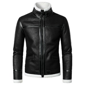 Men's Winter Reversible Varsity <b>Jackets</b> New Fashion High Quality Genuine Leather Stand Collar Breathable Streetwear Sherpa <b>Lined</b> - Product Image 1