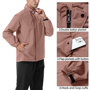 Chaqueta Deportiva Cortavientos Impermeable para Hombre, Traje Deportivo de Secado Rápido en Colores Sólidos, Resistente al Agua, con Capucha, Traje de Lluvia Ligero - Product Image 2