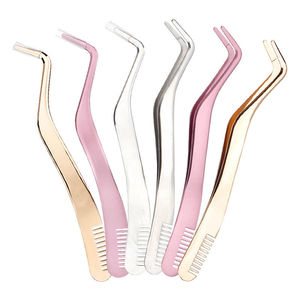 Pince à épiler de luxe faite à la main en acier inoxydable avec peigne à sourcils et cils à pointe fine, outil de maquillage de haute qualité - Product Image 1