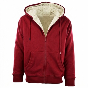 Custom Logo Print 400g Heavyweight Cotton Fleece <b>Zip</b>-Up Hoodie with Anti-Pilling Towel Loop Design Regular Fit for Men Winter - Product Image 3
