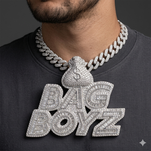 <b>Custom</b> 925 Silver Hip hop Style Full Iced Rhodium Plated Letter <b>Name</b> Baguette Moissanite Diamond Pendants Bling <b>Necklace</b> Parties - Product Image 2