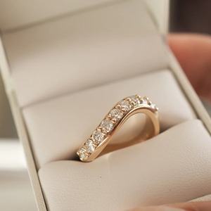 Moissanite Diamond Anniversary <b>Ring</b> 0.90CT Cut Waves Band 14k Solid Gold Freeform Curvy Wedding <b>Stacking</b> <b>Ring</b> Minimalist Modern - Product Image 1