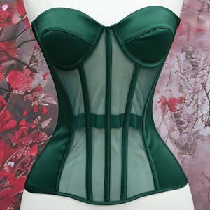 Conjunto de faja moldeadora sin costuras de control firme para mujer, de malla de jersey transpirable, con diseño de corsé de varillas transparente y encaje elegante sin tirantes - Product Image 2