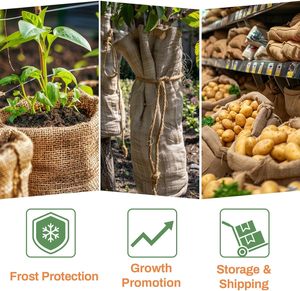 Jute <b>Vegetable</b> <b>Storage</b> Bags With Woven Labels Natural Breathable Fabric For Potatoes Onions Pantry Organization - Product Image 2