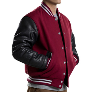 High Quality Custom Unisex Winter Varsity <b>Jacket</b> Embroidery Leather Sleeves <b>Fleece</b> <b>Lining</b> Slim Fit - Product Image 3