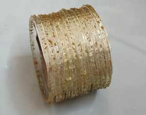 Premium Raindrop <b>Glass</b> <b>Bangles</b> For Girls- Transparent Golden Dotted Texture Unique Style Available In 25 Colors In Best Quality - Product Image 1