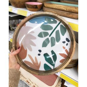 Plateaux en bois décoratifs personnalisés en émail imprimé, peints à la main, pour hôtels et restaurants (vente en gros) - Product Image 6