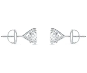 4 Ct Round 14K <b>White</b> Gold Lab Created Grown Diamond Vintage Women's Earrings Studs Martini <b>Screw</b> - Product Image 2