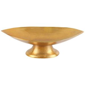 Cuenco de Pedestal Dorado en Forma de Barco, Plato Ovalado de Metal para Frutas y Centro de Mesa - Product Image 1