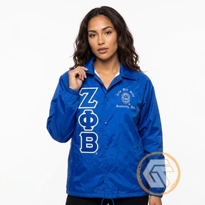 Chaqueta Universitaria Bordada para Mujer de la Hermandad Zeta Phi Beta con Logotipo Personalizado GREEK TREASURES, de Poliéster Transpirable de Alta Calidad - Product Image 3