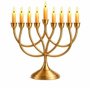 Ménorah Hanukkah de luxe personnalisée en métal doré à 9 bras, chandelier moderne juif, décoration de table, fait main pour Noël - Product Image 2
