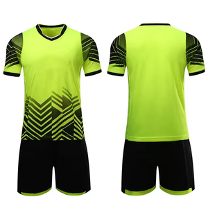 Conjunto de Camiseta de Fútbol para Hombre, Verde y Negro, Estampado Geométrico, Cuello en V, Manga Corta, Absorbe la Humedad, Ajuste Atlético, para Todas las Temporadas - Product Image 1