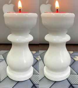 Porte-bougies en marbre blanc de qualité supérieure |   Décorations de Noël et de mariage faites à la main |   Centre de table en pierre naturelle résistant à la chaleur - Product Image 3