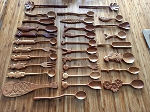 Cuillères à fentes en forme de tournesol, Duo de cuillères, Cuillère branche, Cuillère à bulles, Cuillère feuille flottante, Cuillères en forme de brindilles, Écologiques - Product Image 5