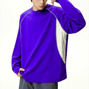 Sudadera de Cuello Redondo de Manga Larga Azul Marino para Hombre, Corte Regular, Secado Rápido, Tejido de Punto, Color Sólido, Ropa Casual de Otoño - Product Image 5