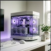 Boîtier PC Gaming Panoramique Vue Mer en Gros, Double Verre Trempé, Châssis de Bureau MATX Mid-Tower, Cabinet d'Ordinateur d'Usine