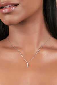 Collar de cruz con diamante cultivado en laboratorio, plata de ley 925, cadena de 17 pulgadas, colgante delicado minimalista cristiano, para regalo de Navidad - Product Image 3