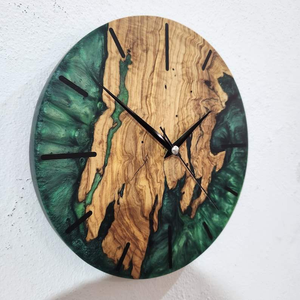 Horloge murale élégante en résine à mouvement à quartz, motif nature morte moderne, aiguille en époxy, alimentée par piles, pour salon et bureau - Product Image 3