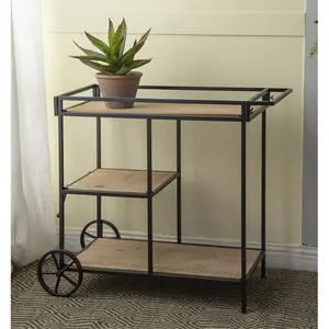 Elegante carrito de bebidas metálico hecho a mano con ruedas, carrito de servicio metálico hecho a mano para decoración de interiores, chapado, Zahid Exports - Product Image 5