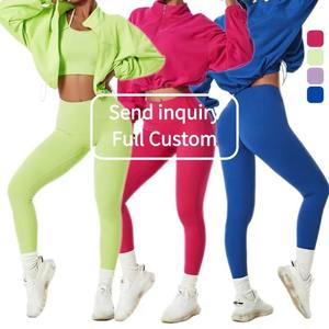 Conjunto de Yoga Deportivo de 3 Piezas para Mujer, Talla Grande, Color Sólido, Personalizado, Transpirable, de Secado Rápido, Top Corto y Leggings Elásticos de Cintura Alta - Product Image 2