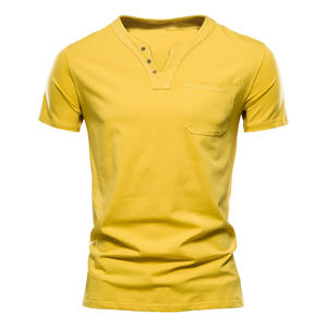 Nuevas Camisetas Modernas de Manga Corta con Cuello en V, 100% Algodón, Personalizables, Lisas, de Secado Rápido, con Bolsillo, para Hombre y Mujer - Product Image 4