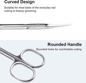 Tijeras de Manicura de Acero Inoxidable de Precisión con Hoja Curva para Diestros, Punta Afilada para Recortar Cutículas, Cuidado de Uñas, Duraderas, para Cejas - Product Image 2