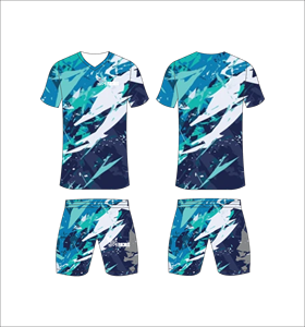 Ensemble de maillots de football personnalisés en sublimation bleu et blanc abstrait pour hommes, kits d'entraînement de football respirants, vente en gros, tenue de sport pour équipe - Product Image 1