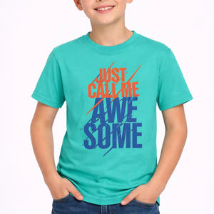 Camiseta Premium para Niños con Estampado Gráfico Color Verde Azulado, Tela de Algodón Suave y Transpirable para Comodidad Durante Todo el Día, Cuello Redondo y Manga Corta Ligera - Product Image 1