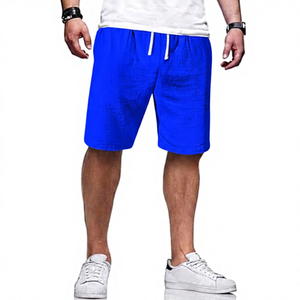 Shorts Bermuda en Coton et Lin Kaki Uni pour Homme avec Cordon de Serrage, Style Décontracté, Taille Mi-Haute, Tissu Respirant - Product Image 6