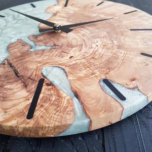 Custom Resin & Olive Wood Wall <b>Clock</b> Live Edge Rustic Home Decor - Product Image 2