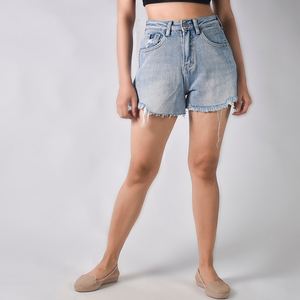 Shorts de Mezclilla Modernos para Mujer, Cintura Alta, Cierre de Botones, Estilo Bermuda, para Uso Casual de Verano - Product Image 6