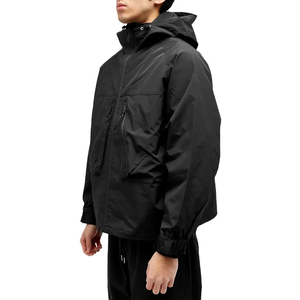 Veste matelassée noire à capuche pour homme, imperméable, fermeture éclair, style décontracté, coupe classique, en polyester, avec col montant - Product Image 1