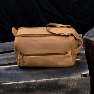 Kit de monograma Dopp de cuero genuino de estilo Vintage de alta calidad para hombre, personalizado para bolso, cierre de cremallera, padrinos de boda - Product Image 5